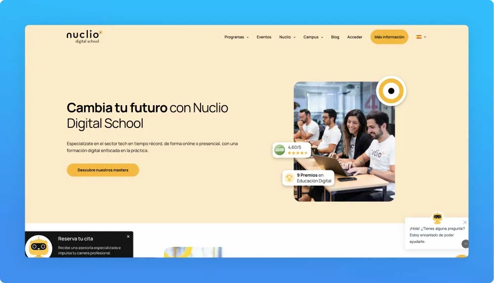 Nuclio Digital School professional programs and workshops website screenshot
