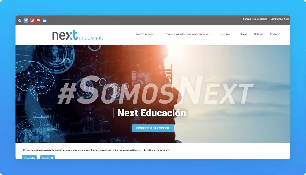 Next Educación professional programs and workshops website screenshot