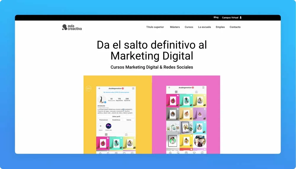 Aula Creativa professional programs and workshops website screenshot