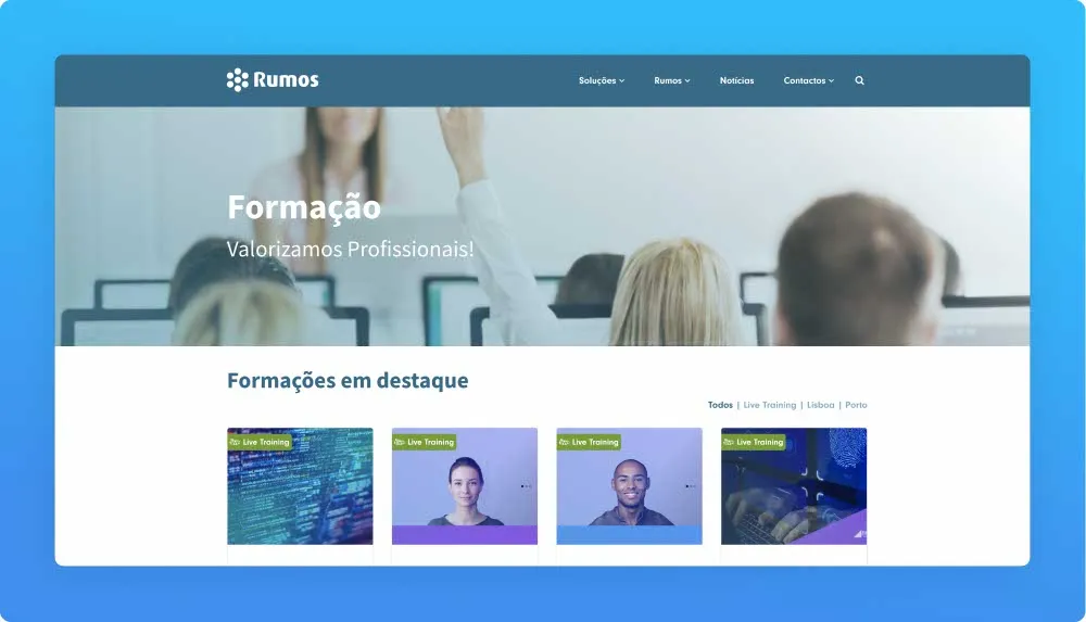 Rumos programs/ workshops website screenshot