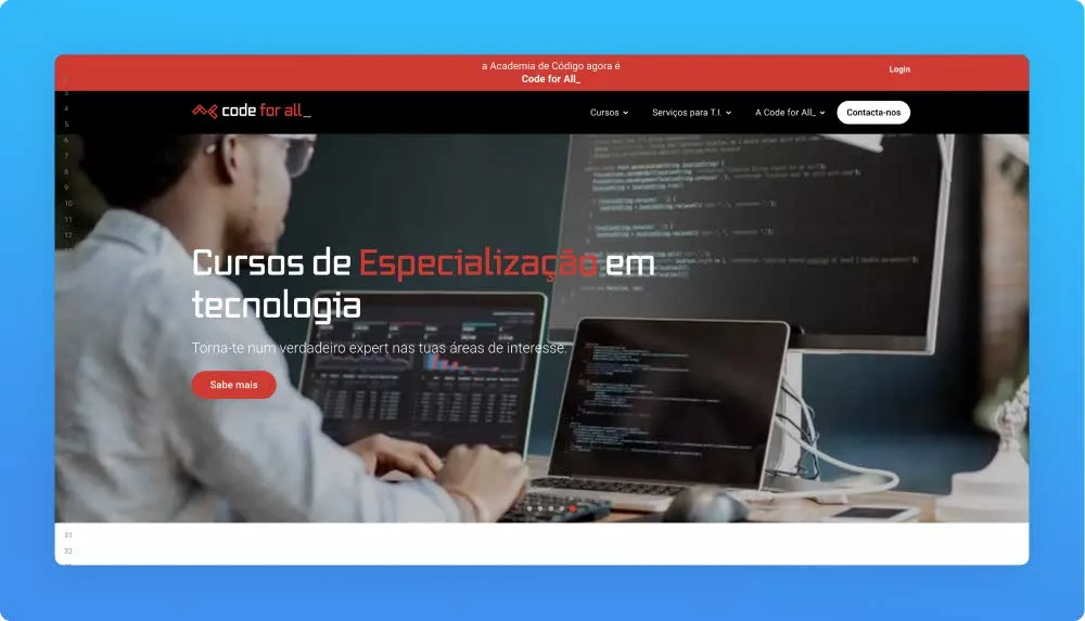 Academia De Código programs/ workshops website screenshot