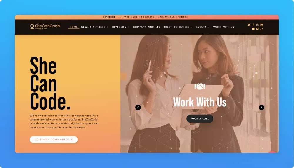She Can Code London Foundation website screenshot