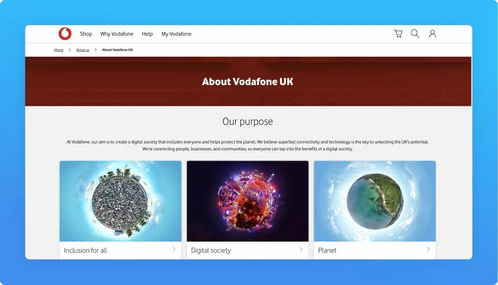 Vodafone Foundation website screenshot