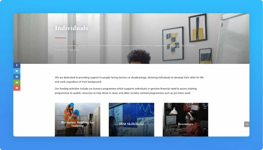 City & Guilds Foundation website screenshot