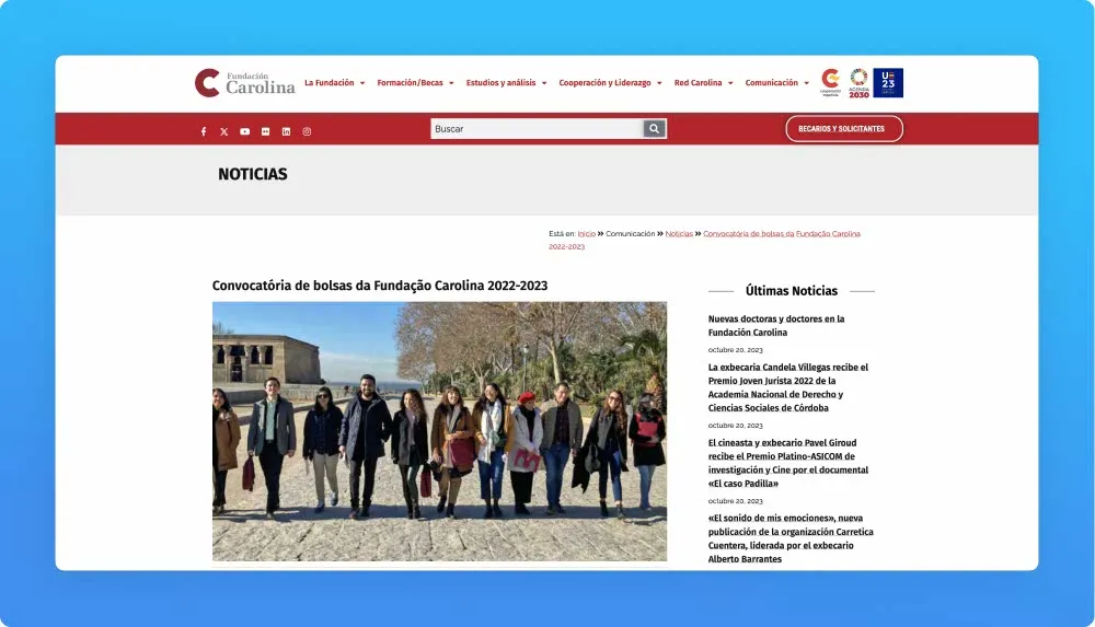 Foundation Fundación Carolina Madrid website screenshot