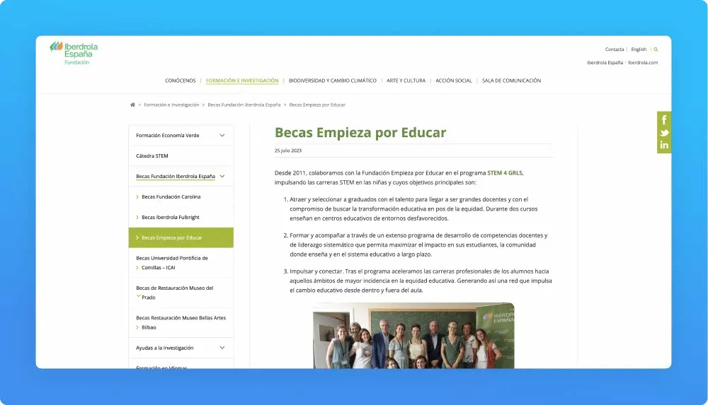 Iberdrola España Foundation website screenshot