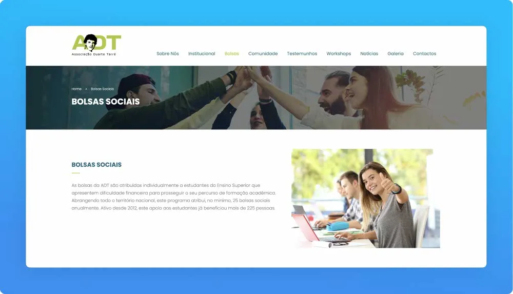 Foundation Associação Duarte Tarré - ADT website screenshot