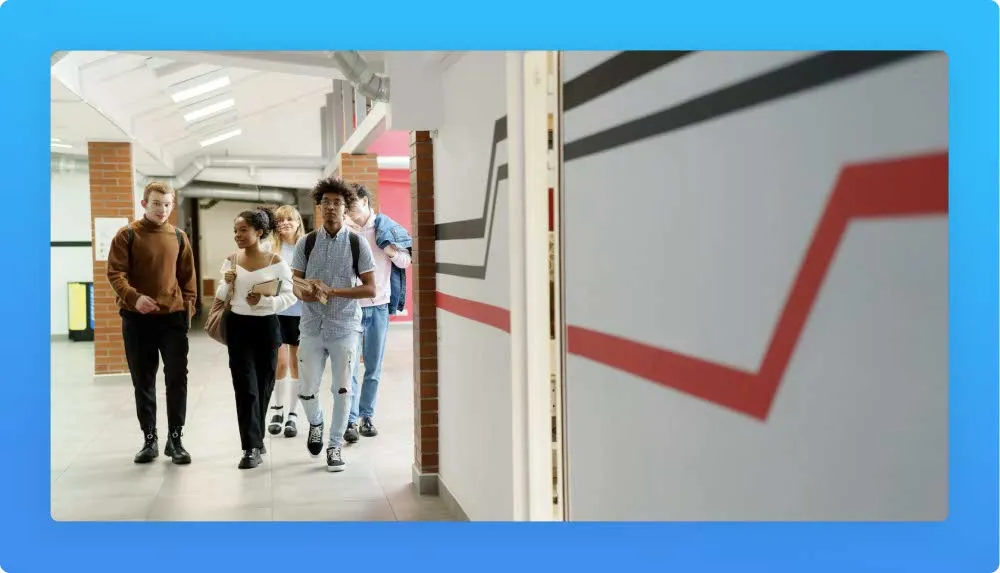 Funded students making their way to an on-site class