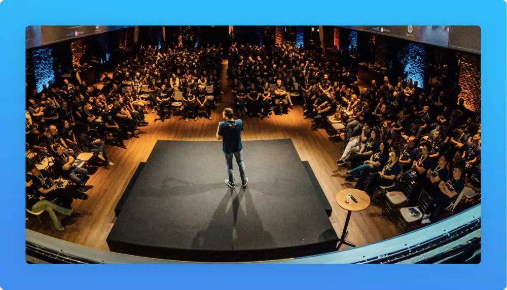 A talk happening at a tech event in Madrid