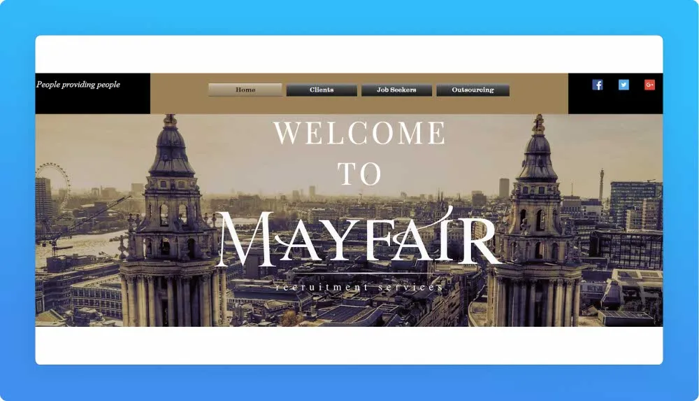 London luxury recruitment agency Mayfair Services website screenshot