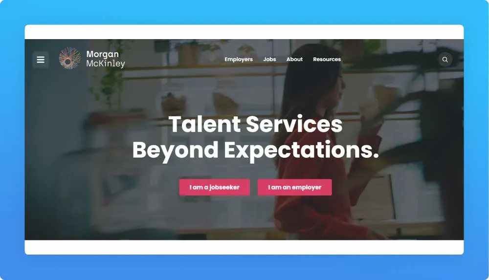 London recruitment agency Morgan McKinley website screenshot