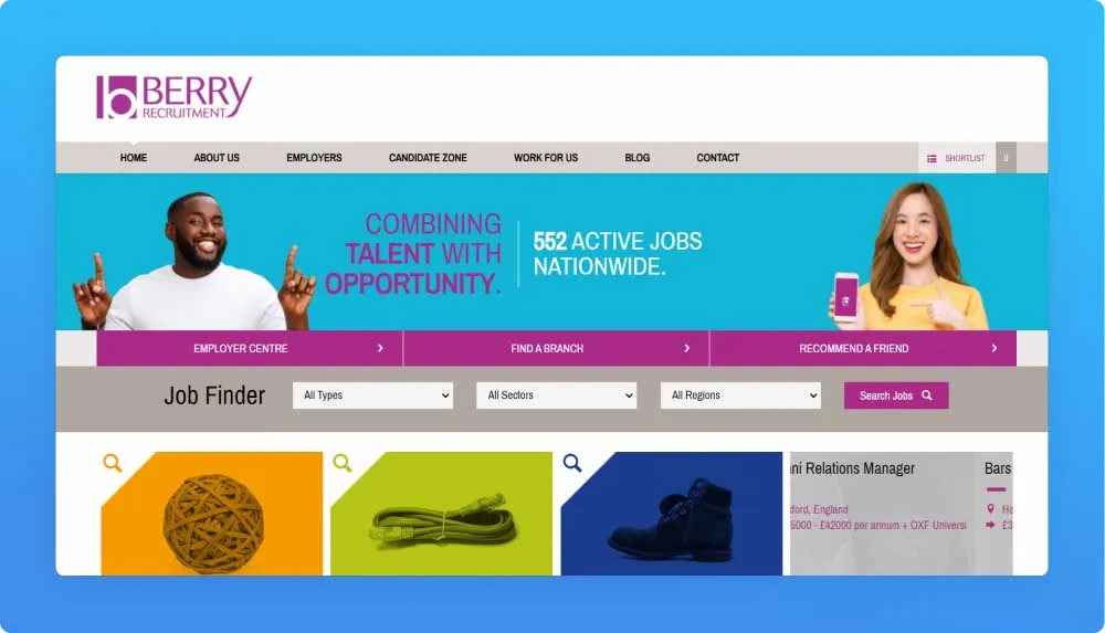London agency Berry Recruitment website screenshot