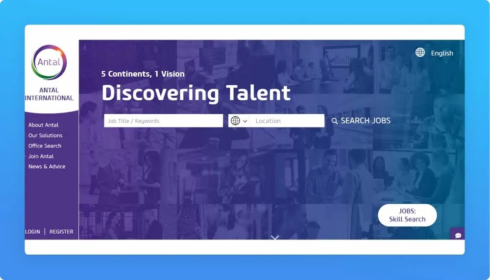 Recruitment Agency Antal Internacional website screenshot