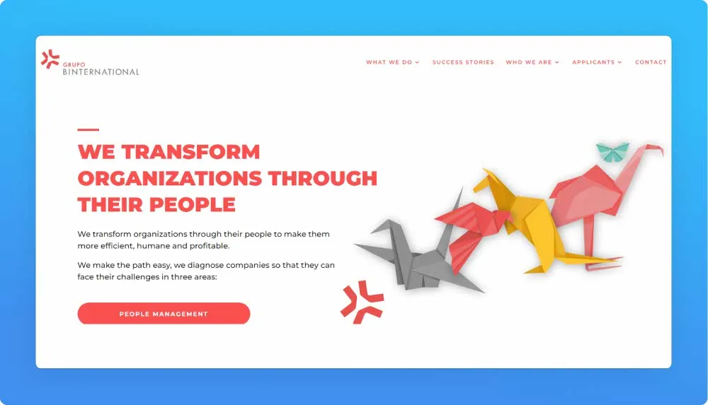 Recruitment agency Grupo Binternational website screenshot