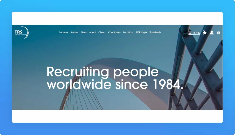 Recruitment agency TRS Staffing Solutions website screenshot