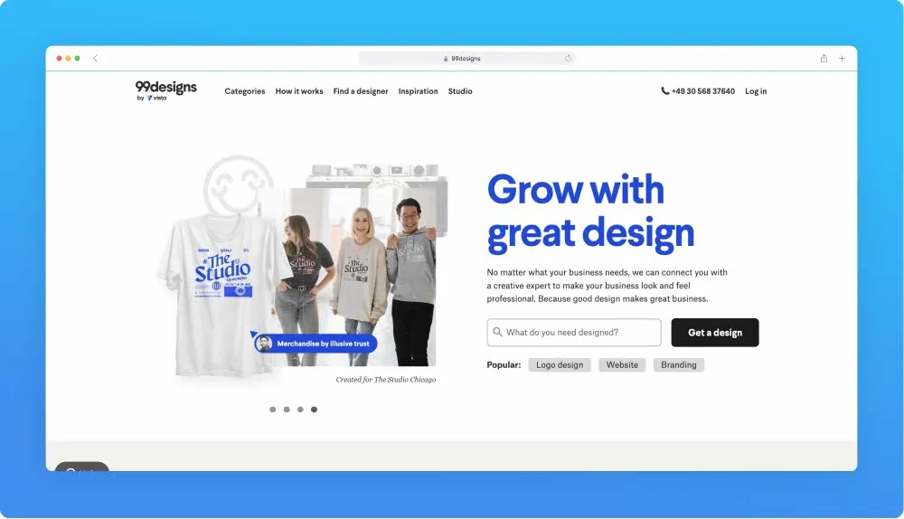 Upwork like websites - 99designs screenshot