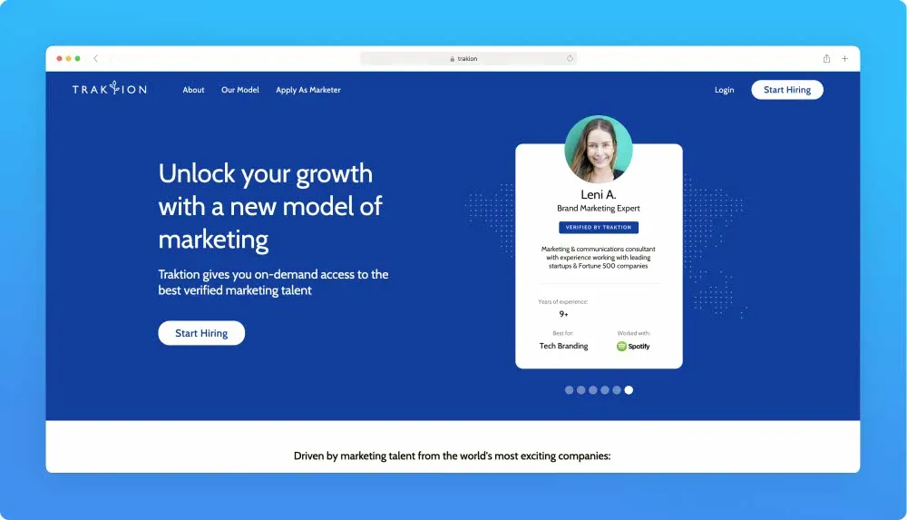 Upwork like websites - Traktion screenshot