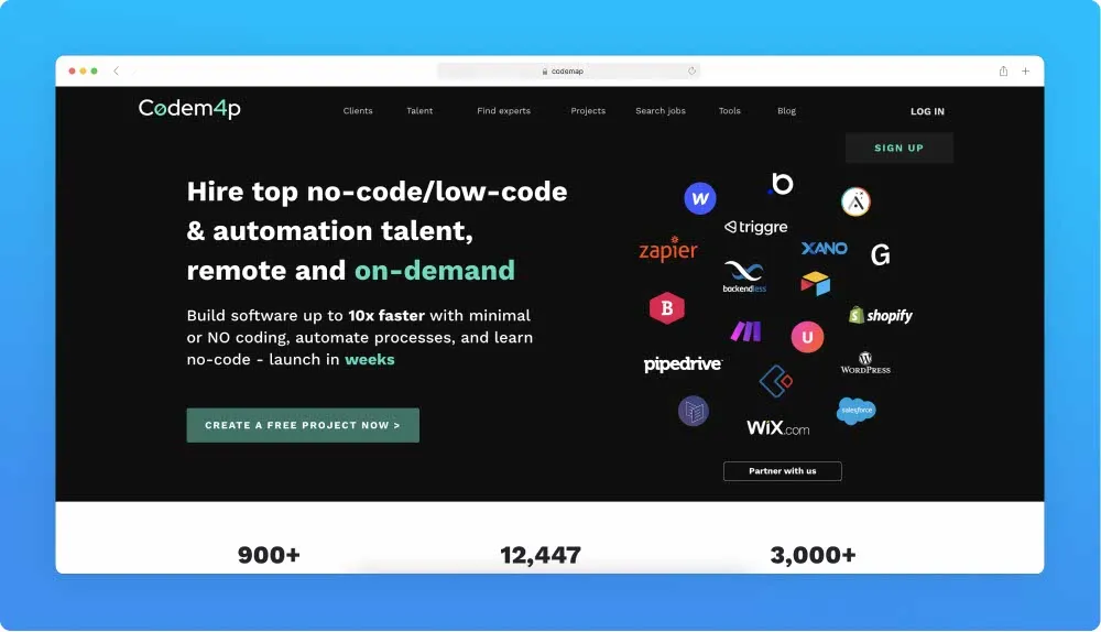 Upwork like websites - Codemap screenshot