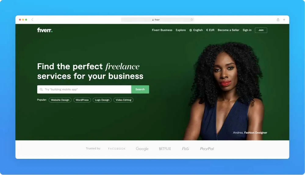 Upwork like websites - Fiverr screenshot