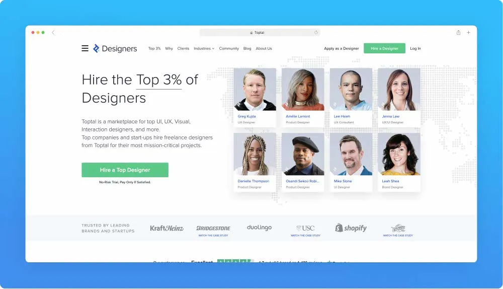 Upwork like websites - Toptal screenshot