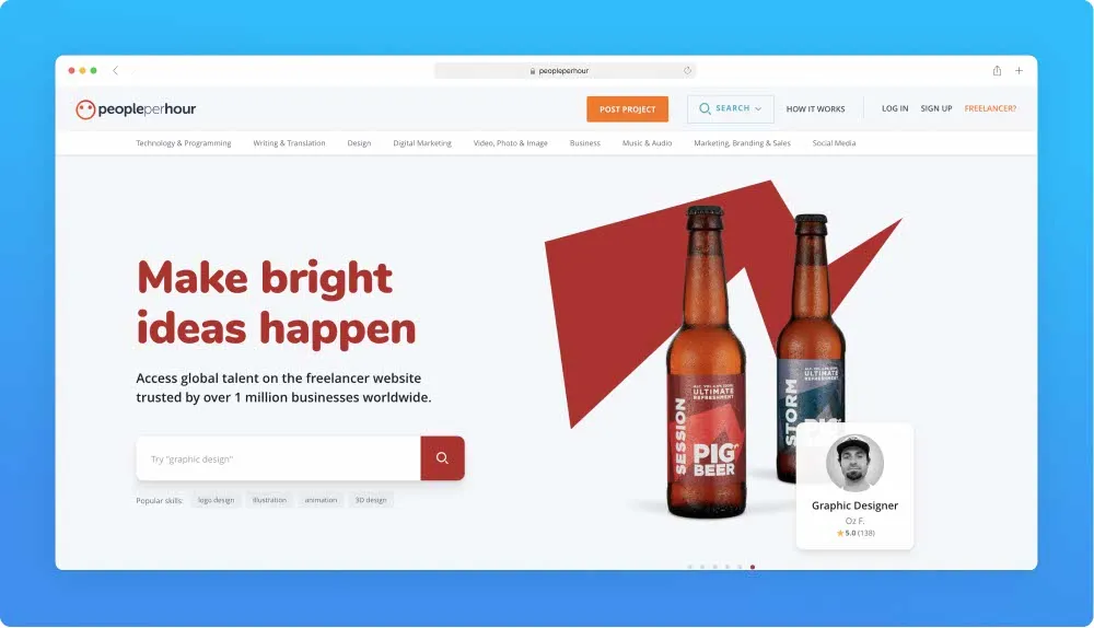 Upwork like websites - PeoplePerHour screenshot