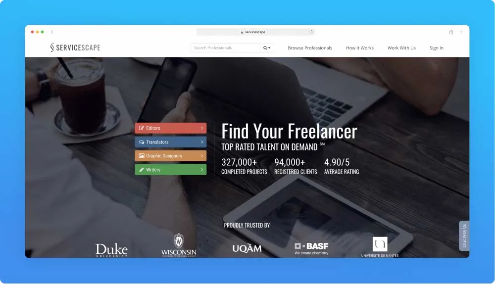Upwork like websites - ServiceScape screenshot