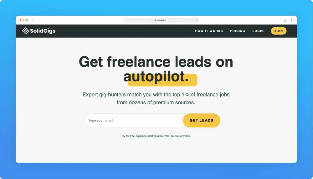 Upwork like websites - SolidGigs screenshot
