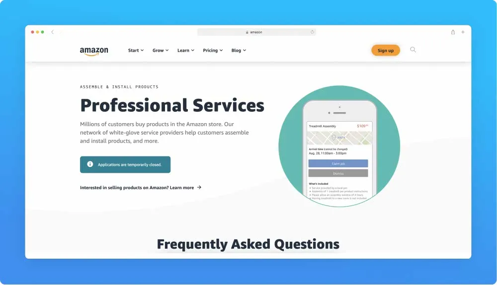 Upwork like websites - Amazon Professional Services screenshot