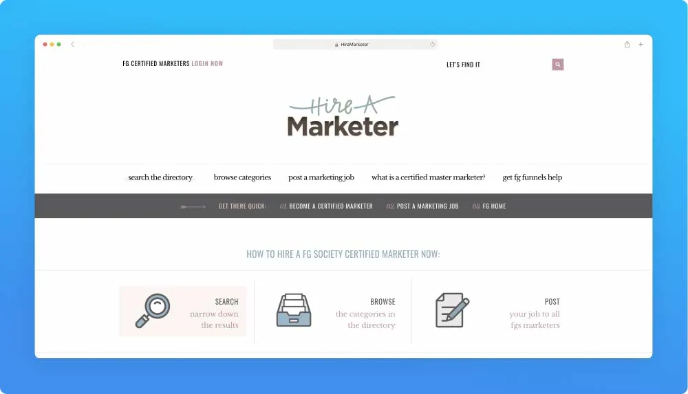 Upwork like websites - Hire a Marketer screenshot