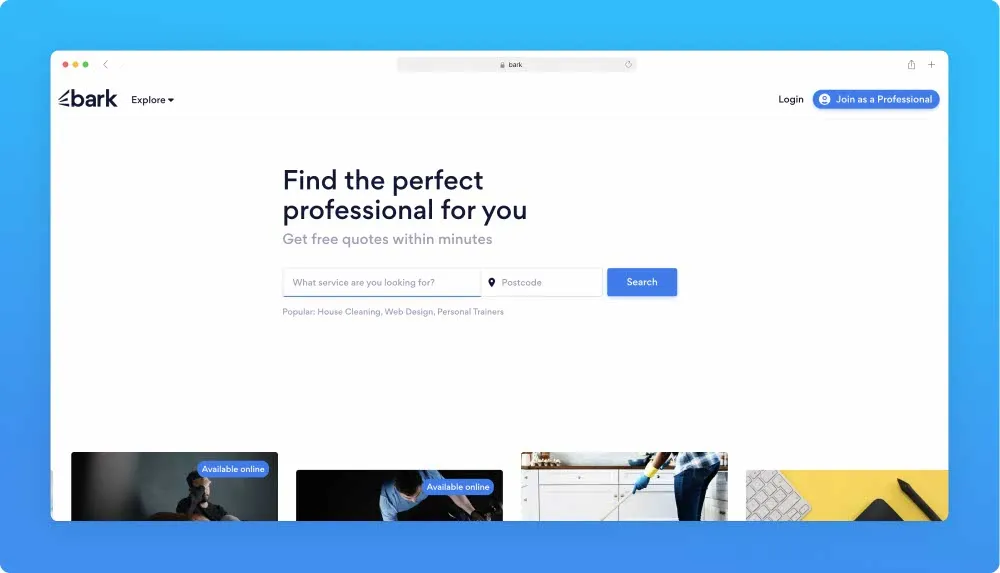 Upwork like websites - Bark screenshot