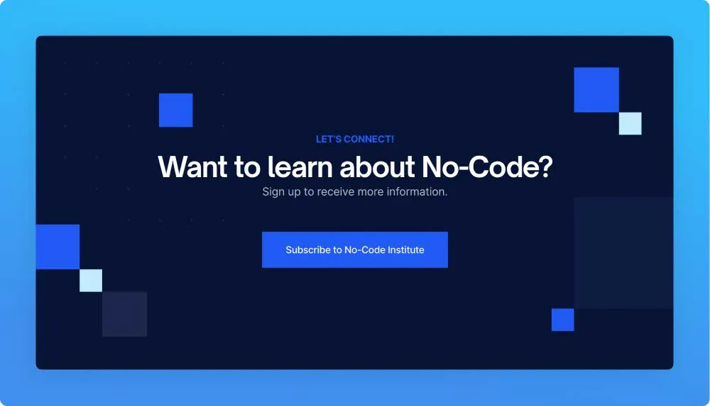 Nocode institute banner: want to learn about no-code?