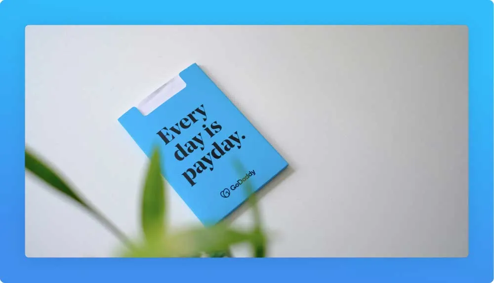 Blue paper folder entitled Everyday is payday, godaddy on footer
