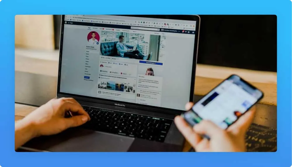 Laptop and mobile displaying a Facebook page