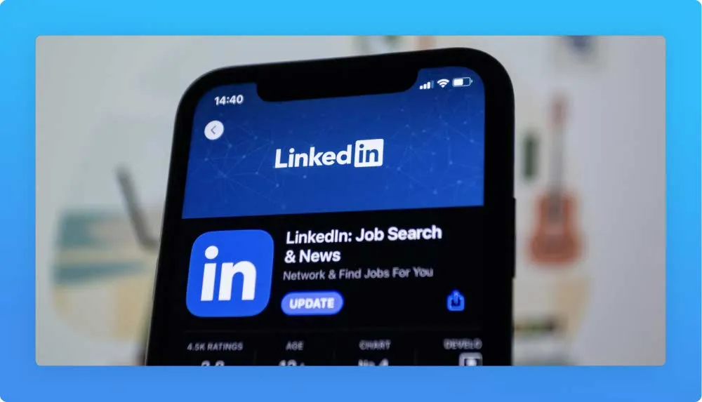 Linkedin app displayed on mobile 