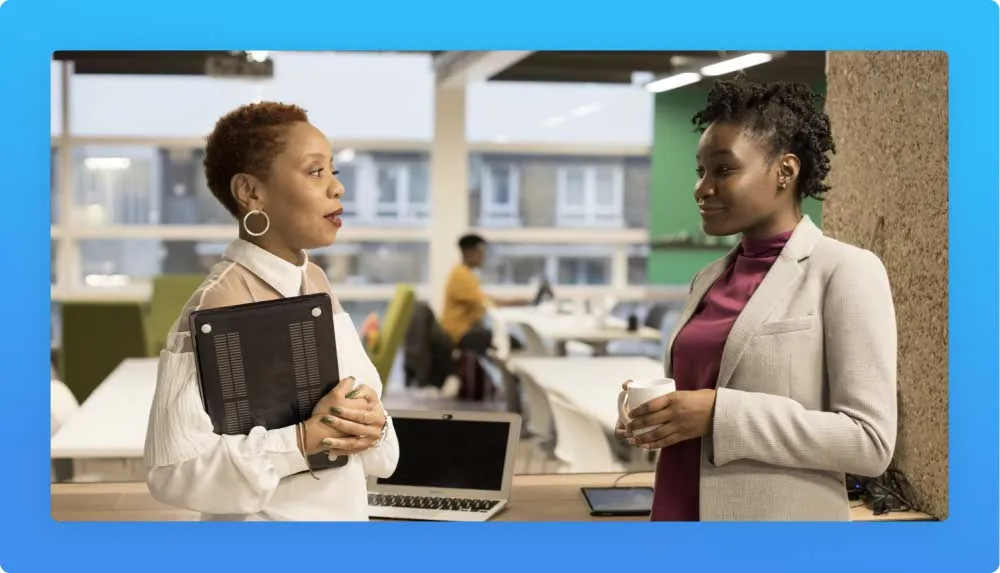 Costumer service employee talking with a superior about role expansion possibilities