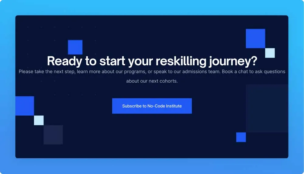Nocode Institute reskilling opportunities banner