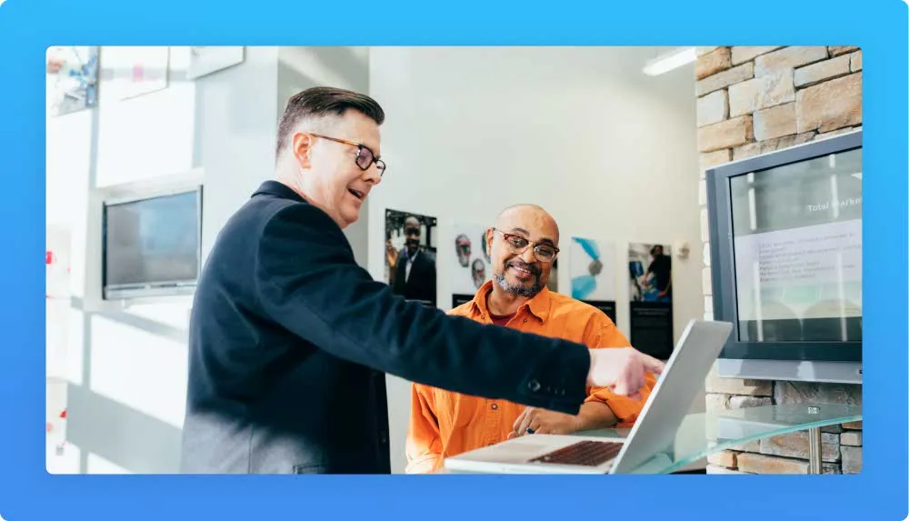 Men using his skills as a former customer service employee for his new salesperson career