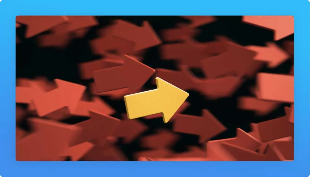 yellow arrow over red arrows, showing the trend to follow