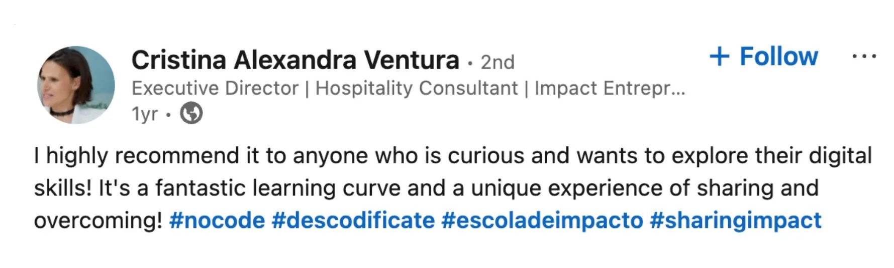 Cristina's testimonial