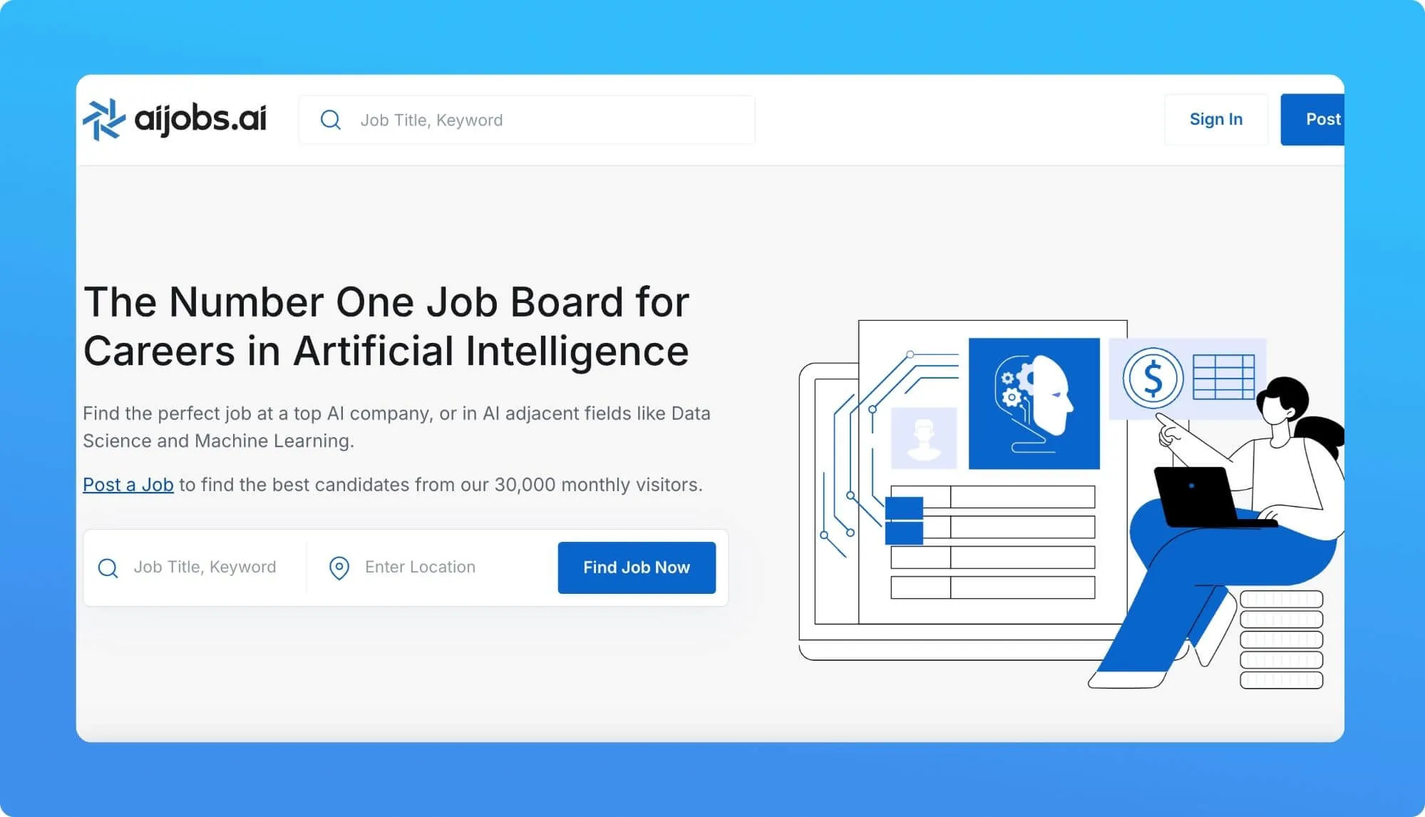Screenshot of a job board website