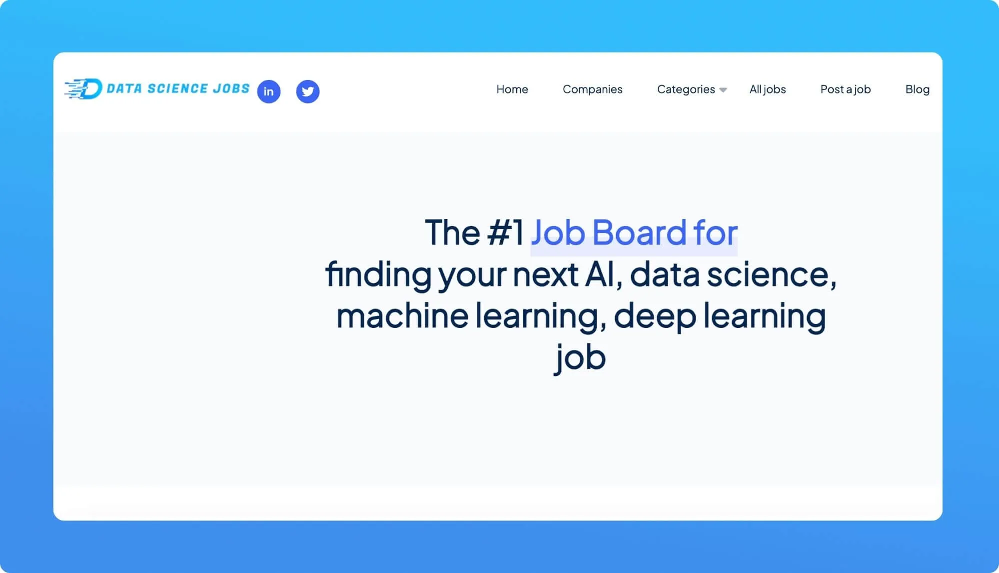 Screenshot of a job board website