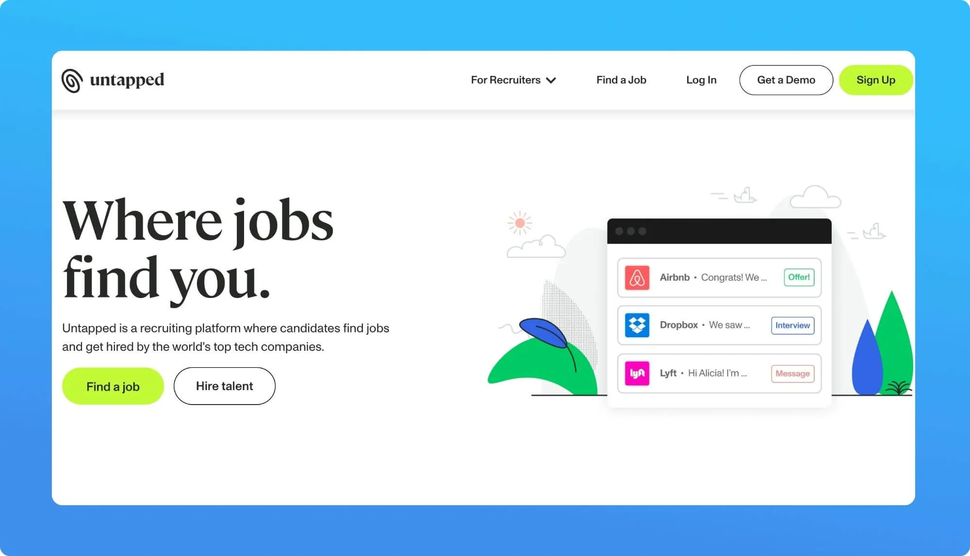 Screenshot of a job board website