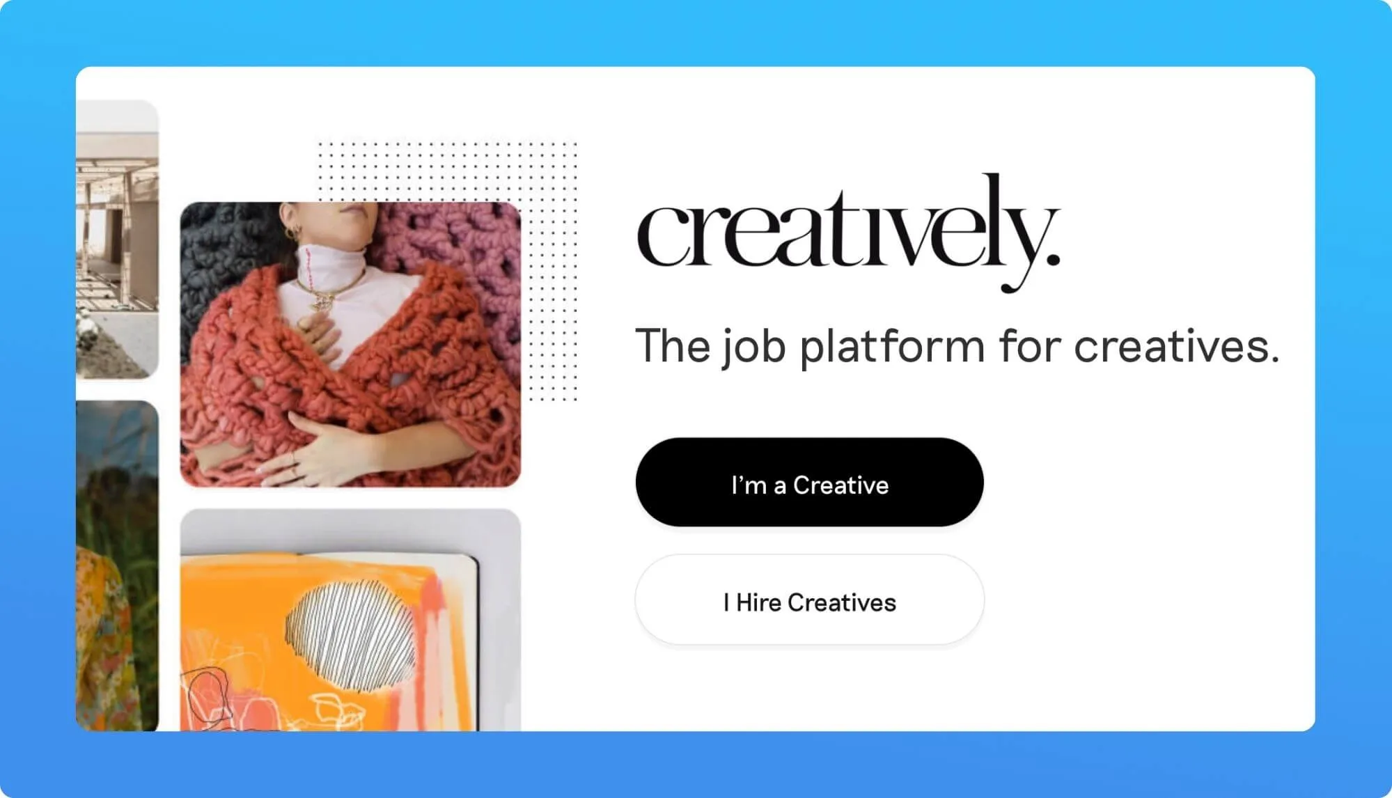 Screenshot of a job boad for creatives