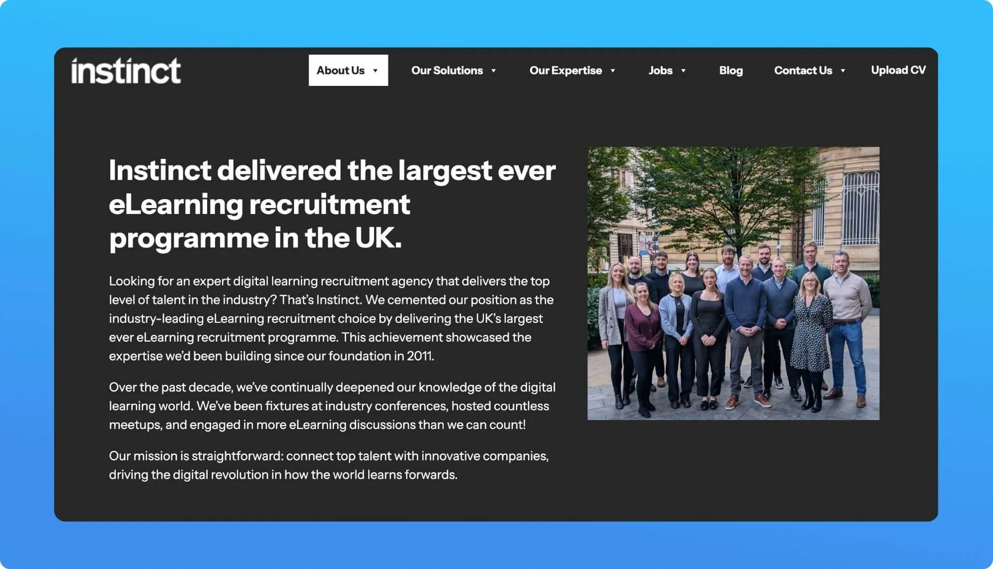 Screnshot of an education job board