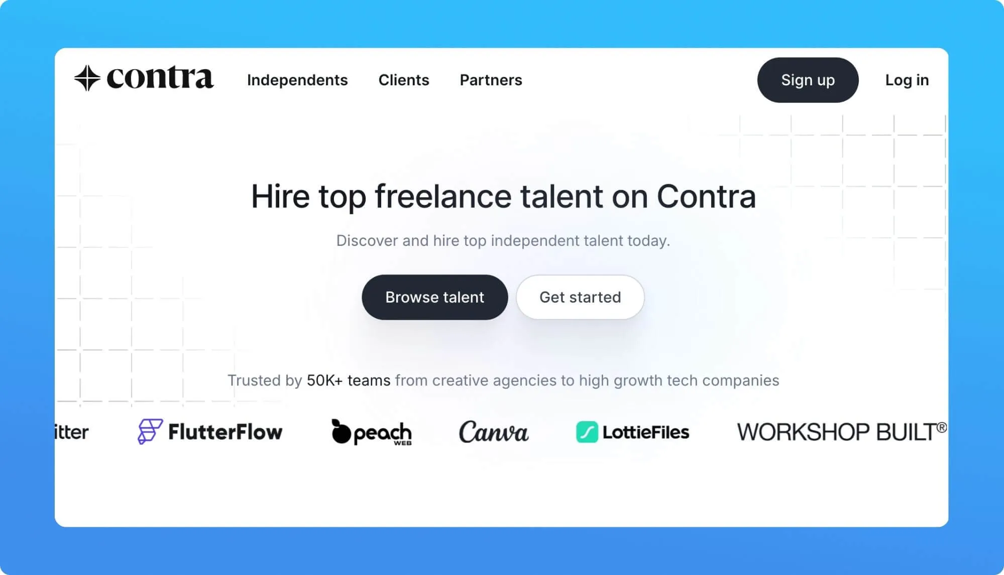 Screenshot of a job board for freelancers