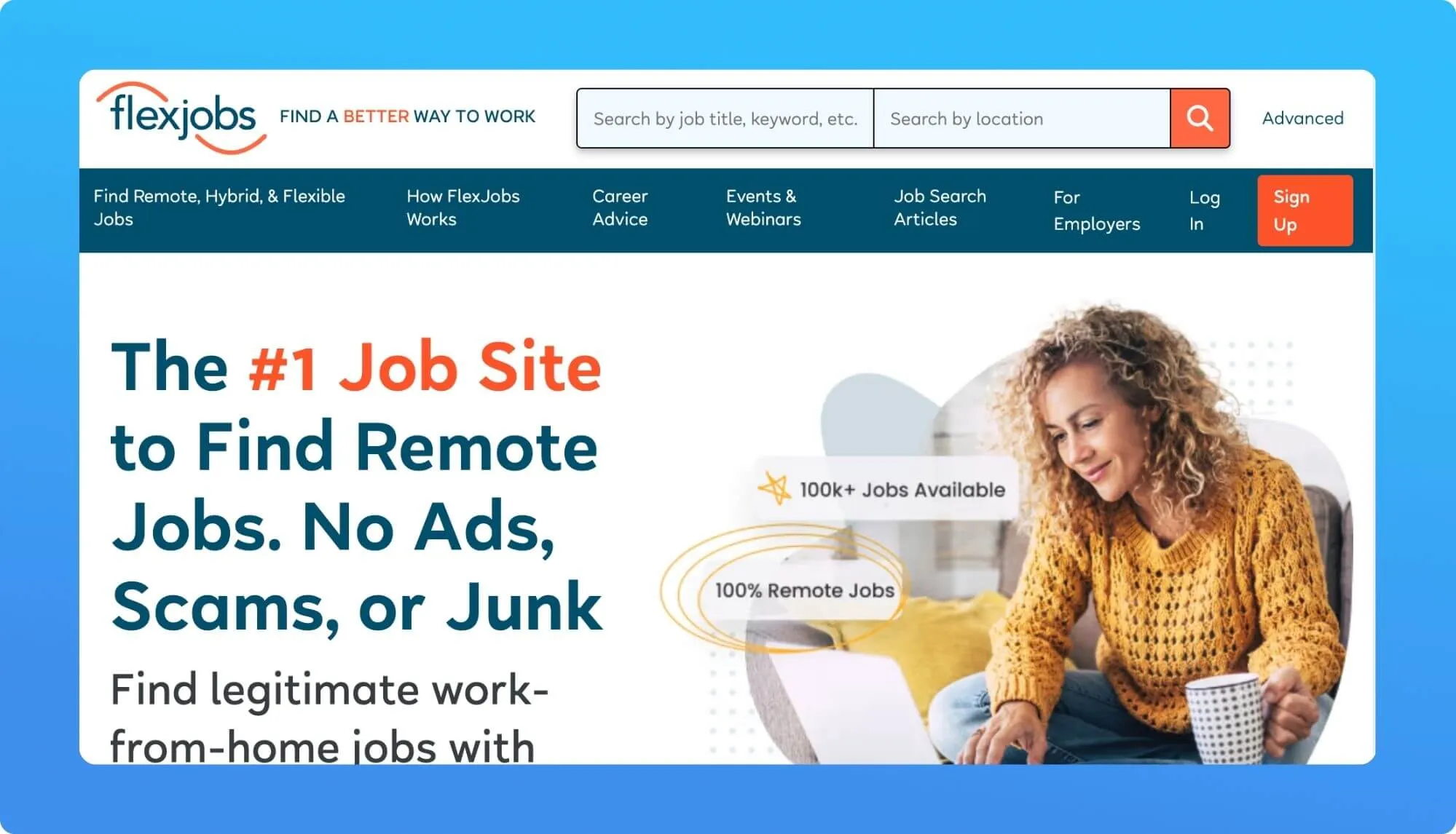 Screenshot of a job board for freelancers