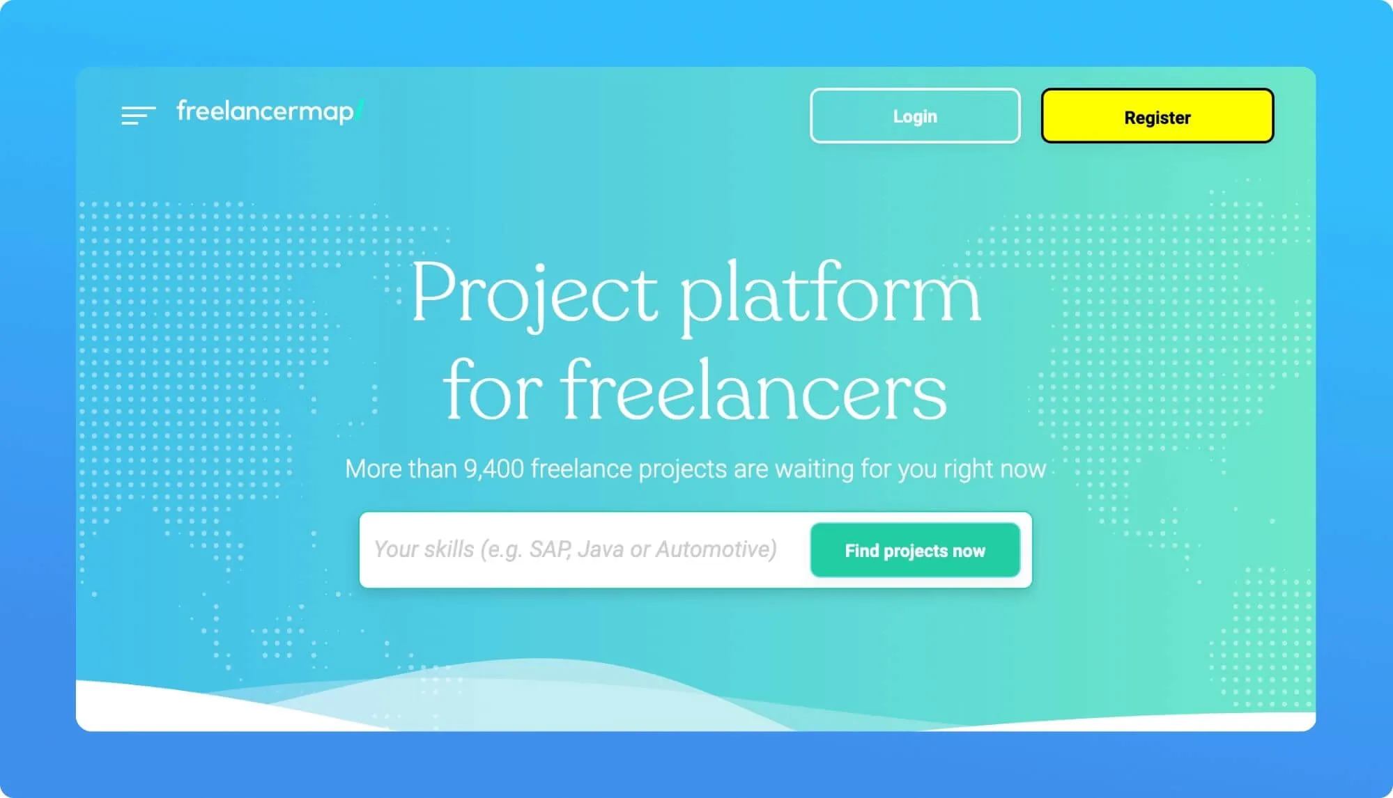 Screenshot of a job board for freelancers
