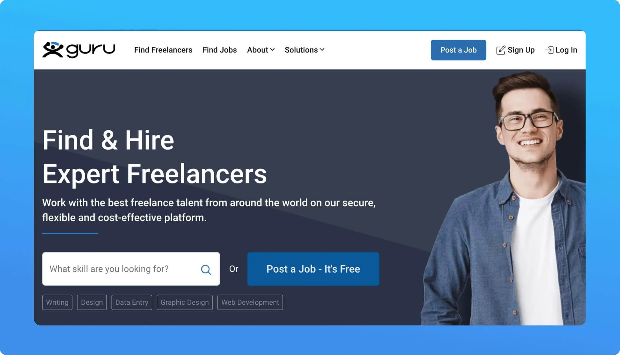 Screenshot of a job board for freelancers