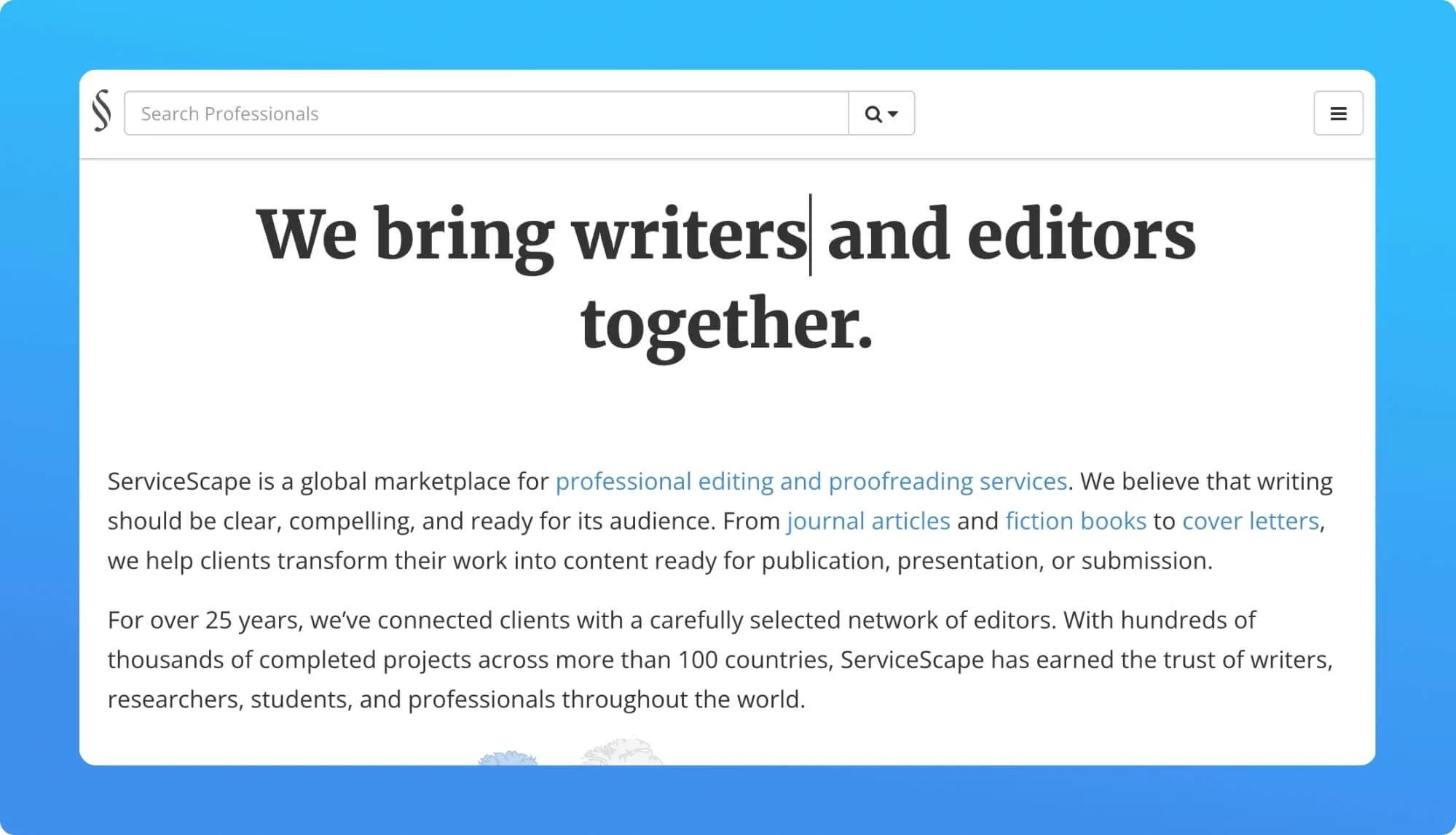 Screenshot of a job board for freelancers