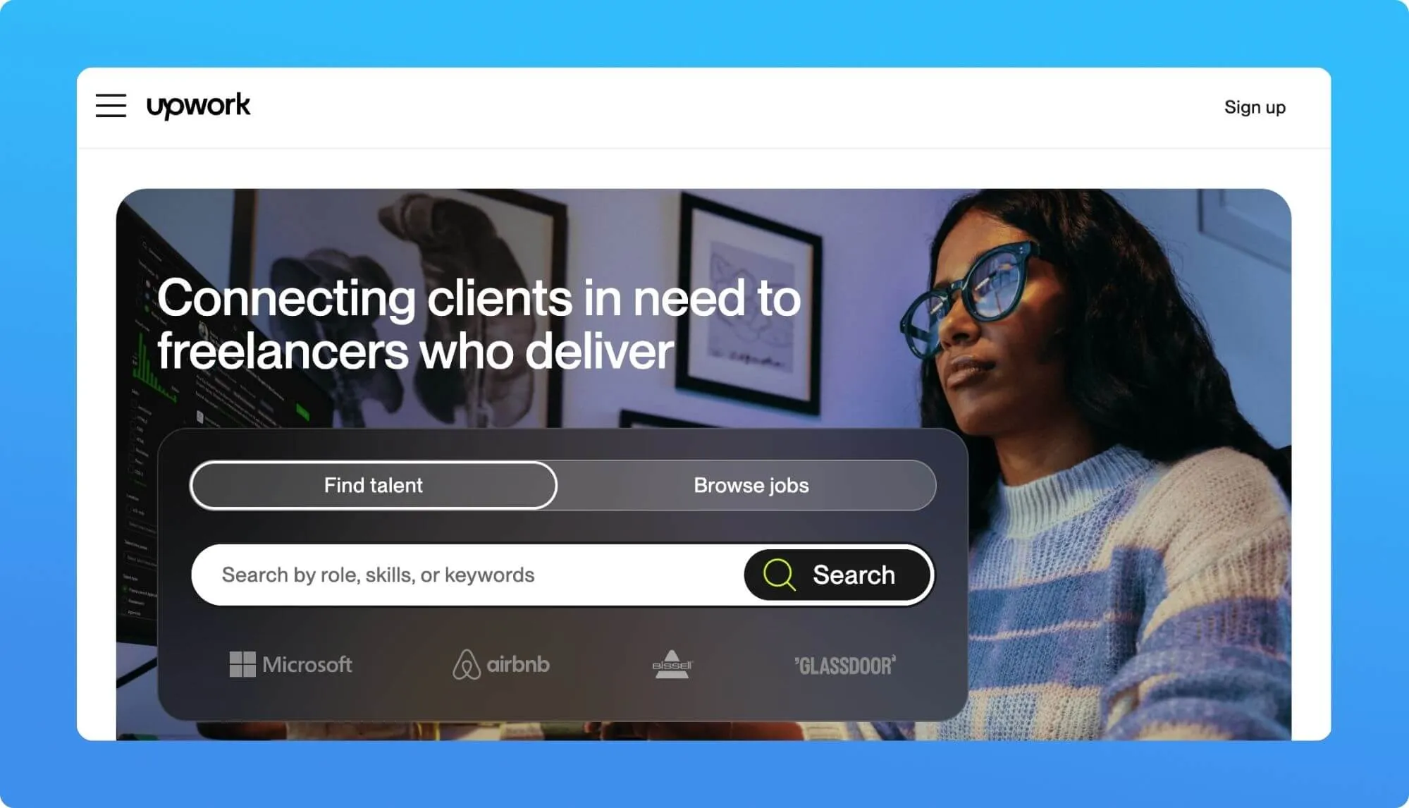 Screenshot of a job board for freelancers